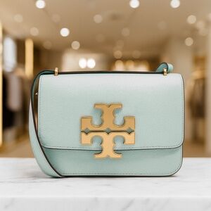 NEW Tory Burch Eleanor Sky Blue Pebbled Leather Small Shoulder Bag/Crossbody Bag